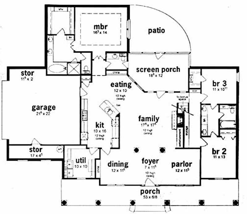 Floor Plan First Story of Country Plan #139-1112