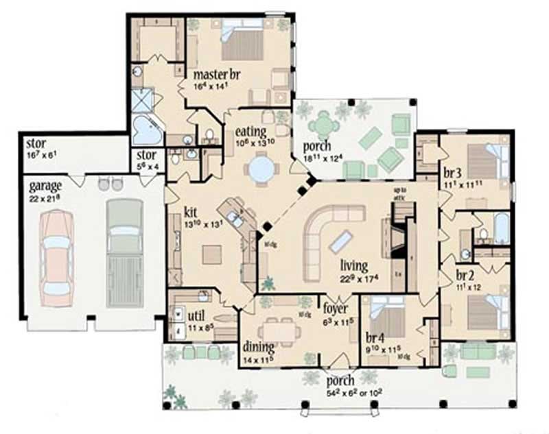 Floor Plan First Story of Colonial Plan #139-1113