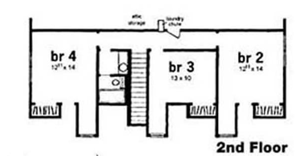 Floor Plan Second Story of Country Plan #139-1114