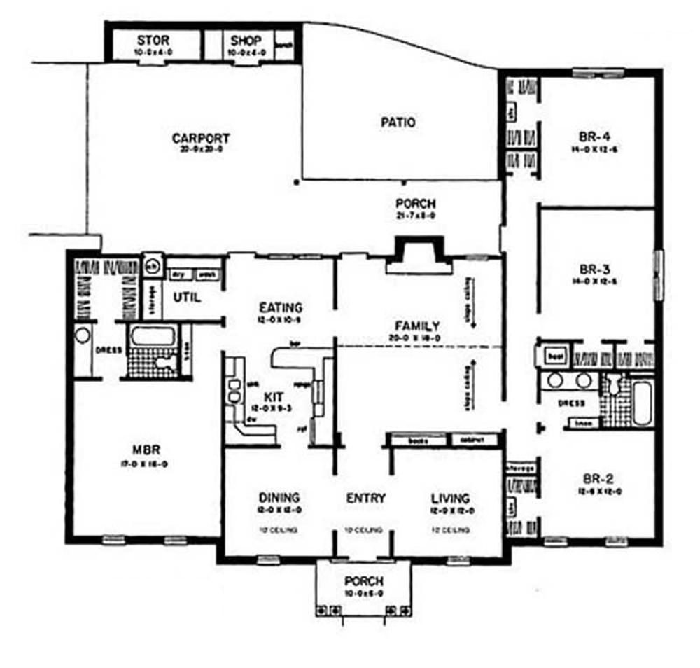 Floor Plan First Story of Ranch Plan #139-1116