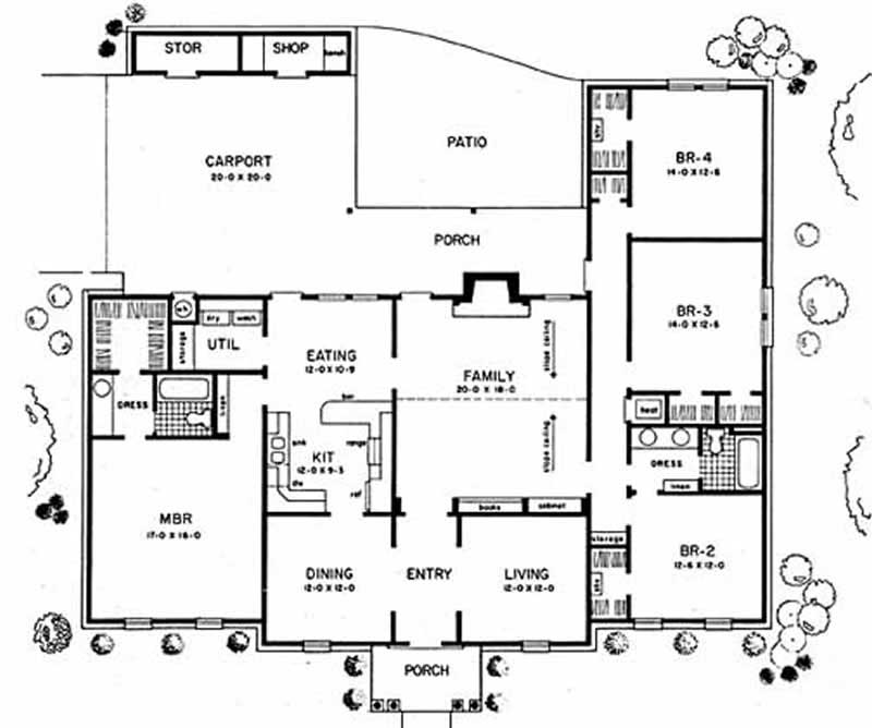 Floor Plan First Story of Ranch Plan #139-1118