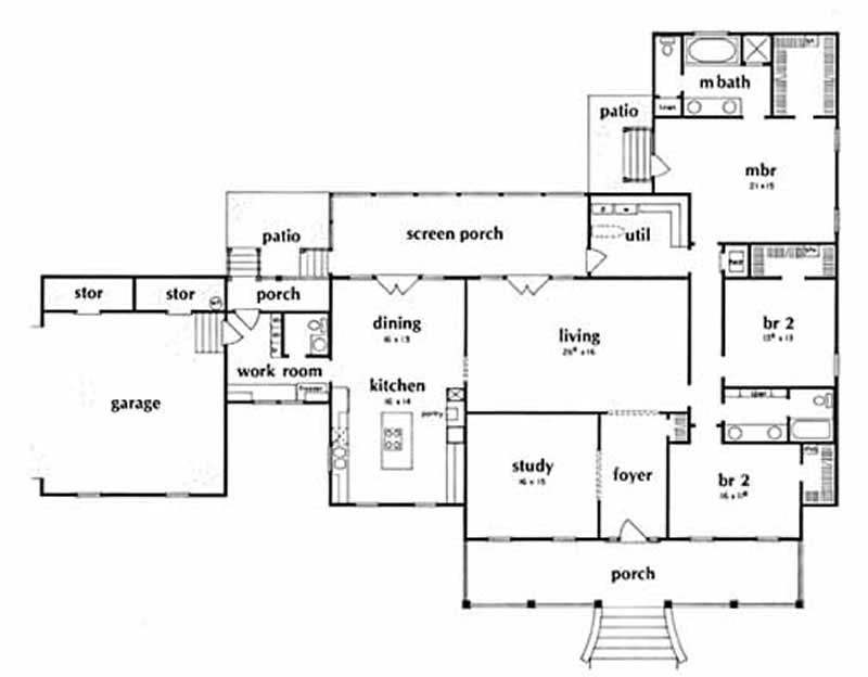 Floor Plan First Story of Country Plan #139-1123