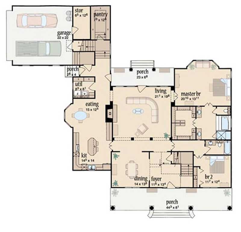 Floor Plan First Story of Country Plan #139-1126