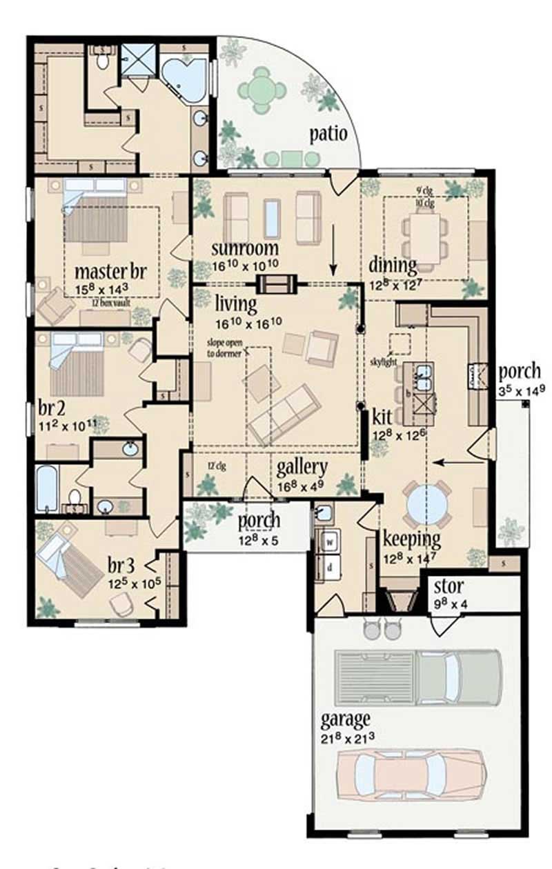 Floor Plan First Story of Ranch Plan #139-1141