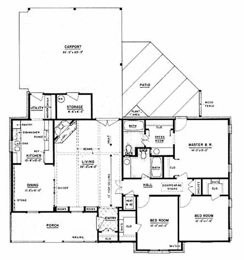 Floor Plan First Story of Ranch Plan #139-1146