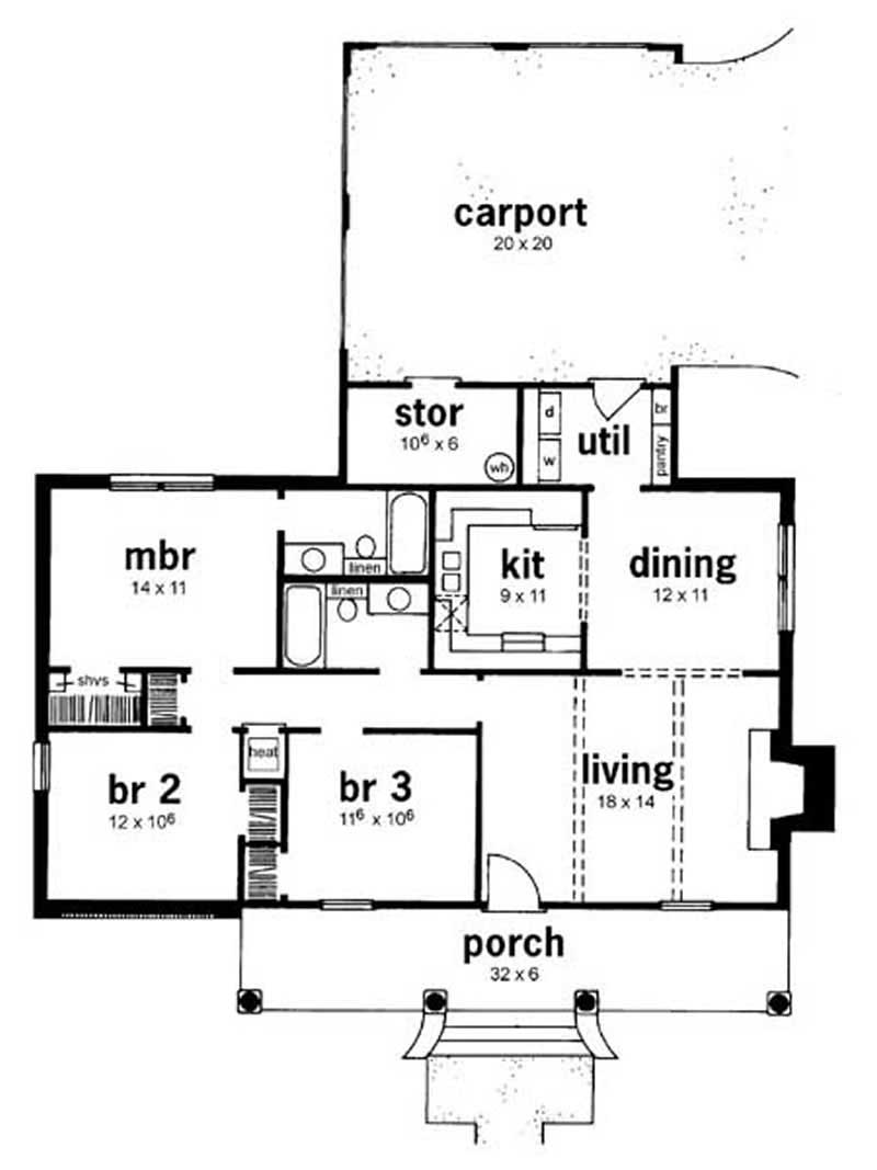 Floor Plan First Story of Country Plan #139-1148