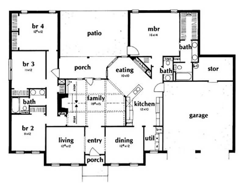 Floor Plan First Story of Ranch Plan #139-1150