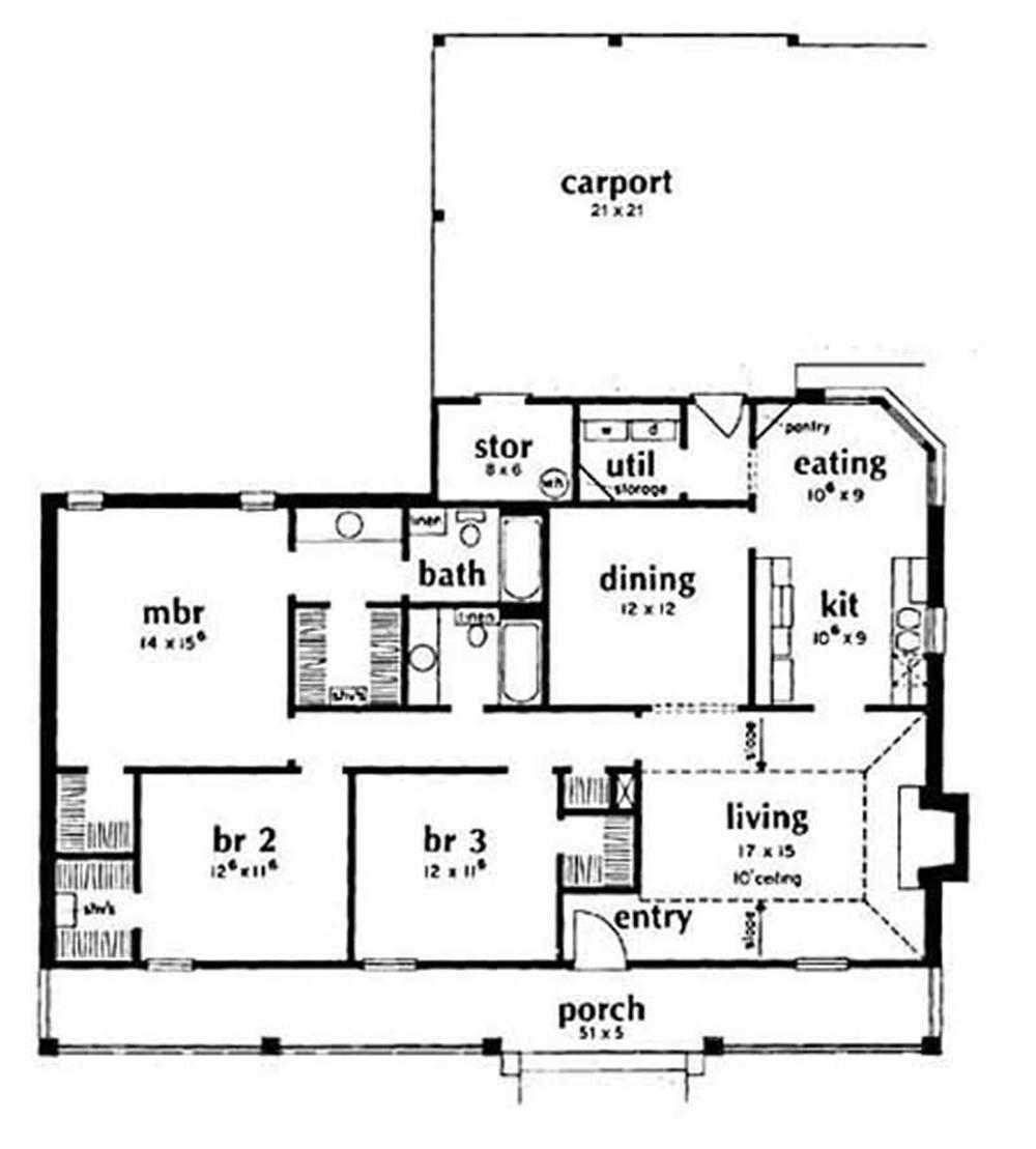 Floor Plan First Story of Country Plan #139-1151