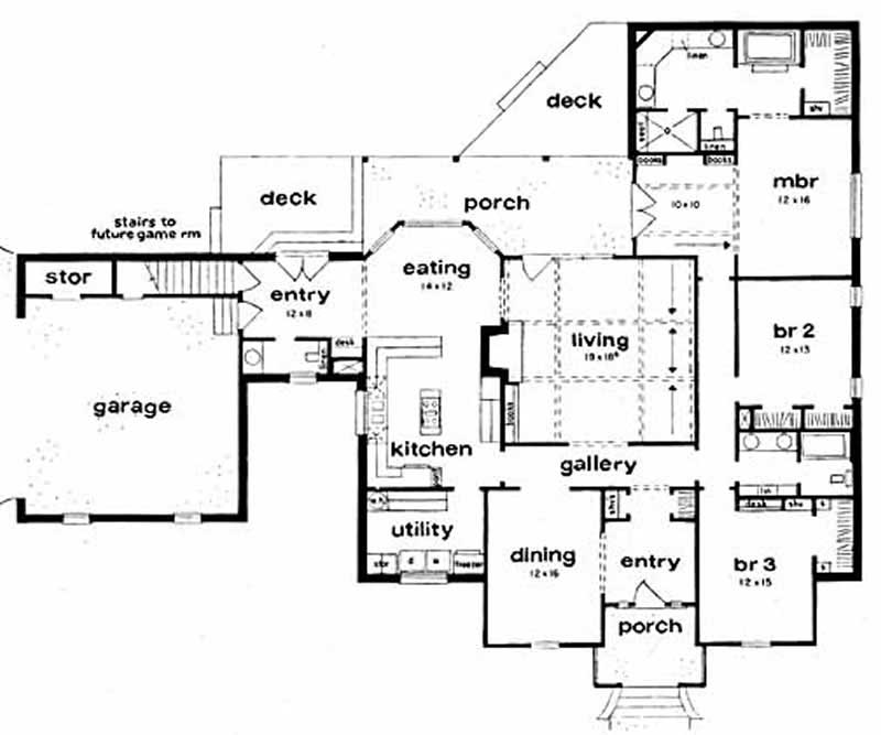 Floor Plan First Story of Country Plan #139-1155