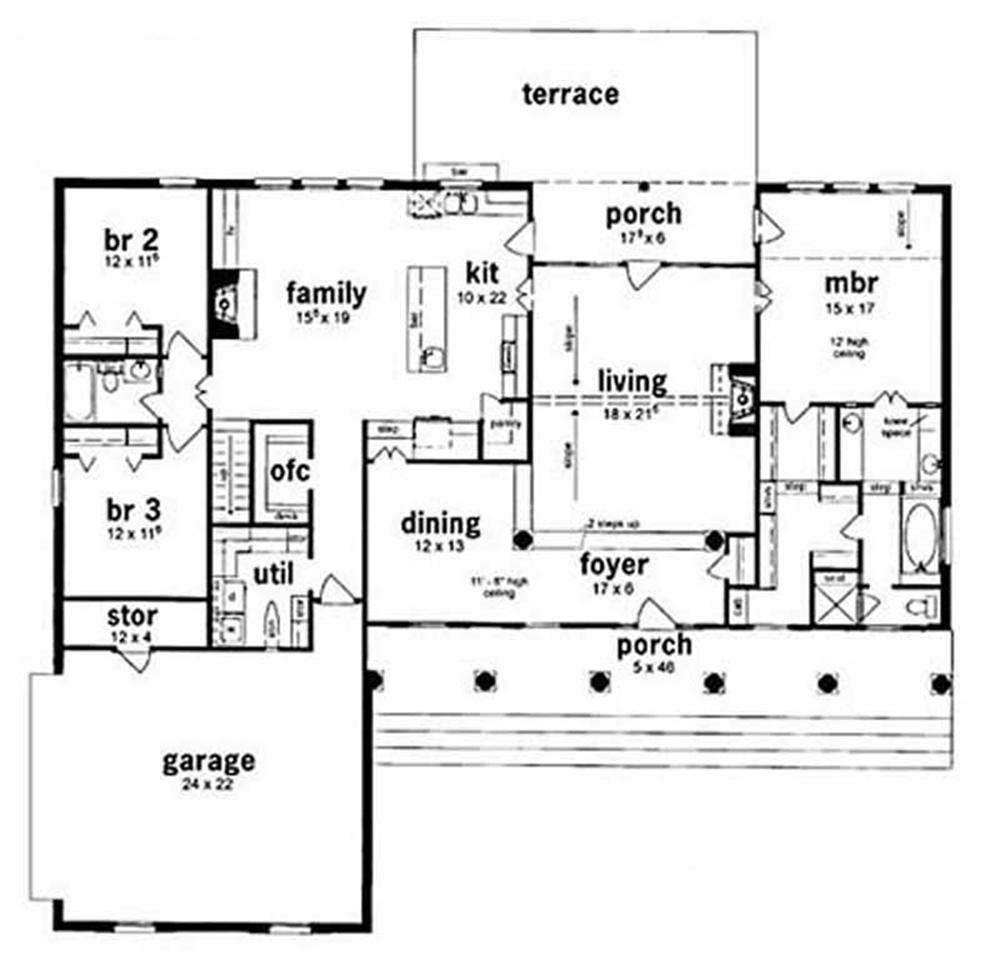 Floor Plan First Story of Colonial Plan #139-1156