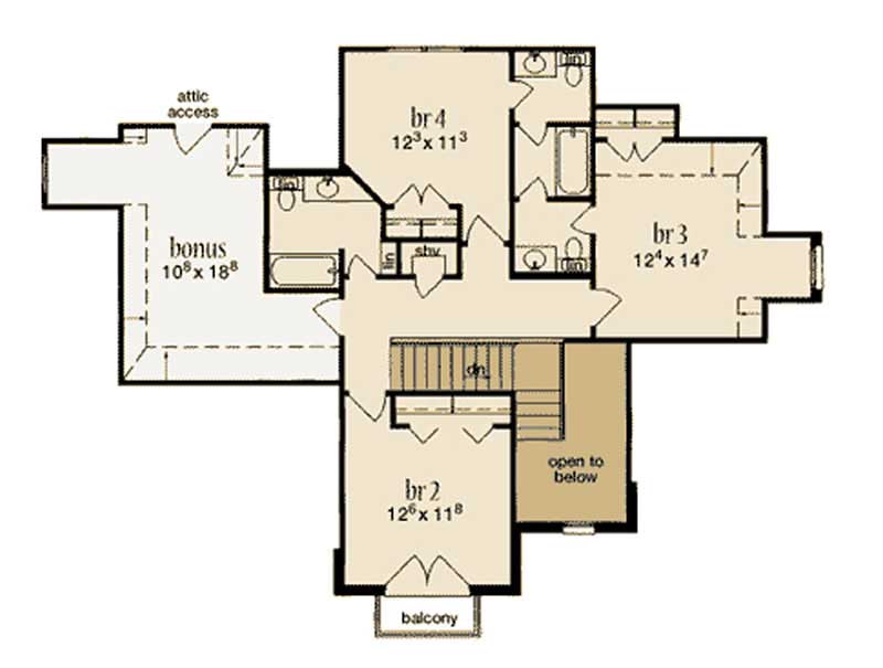 Floor Plan Second Story of Plan #139-1161