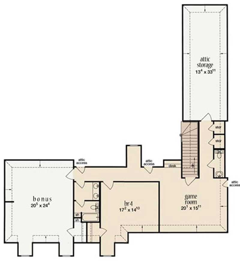 Floor Plan Second Story of Plan #139-1163