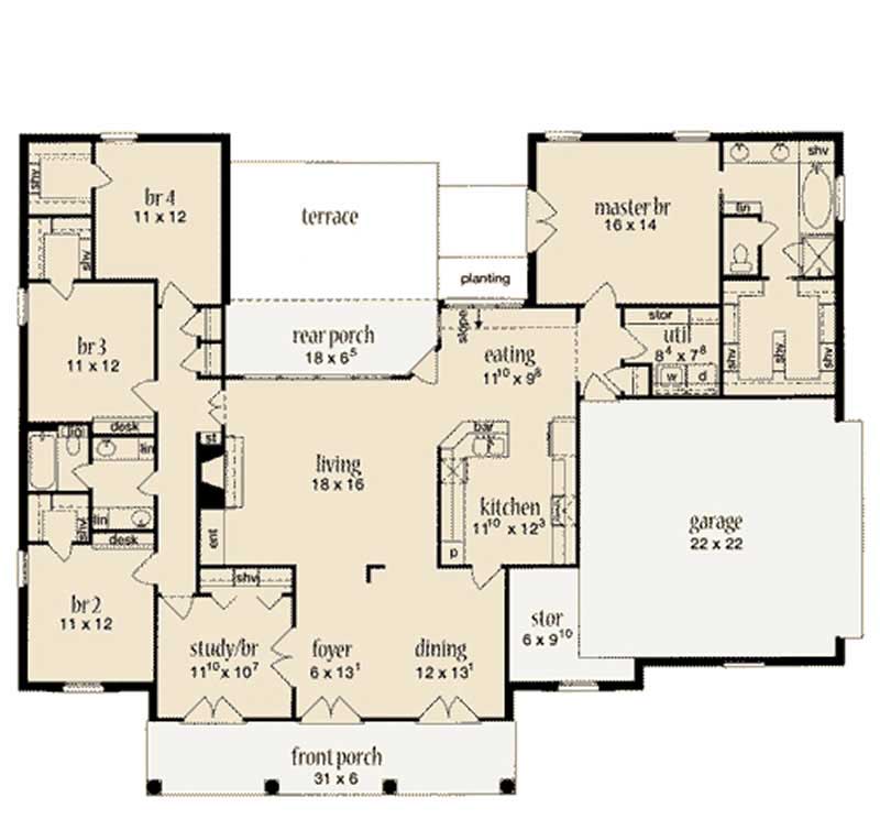 Floor Plan First Story of Plan #139-1167
