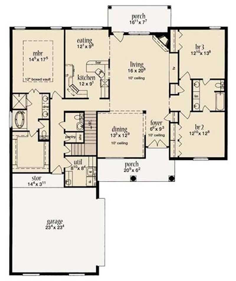 Floor Plan First Story of Plan #139-1169
