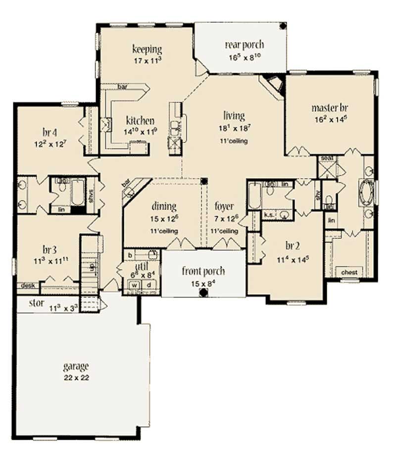Floor Plan First Story of Plan #139-1172