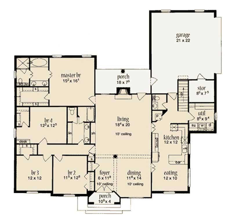 Floor Plan First Story of Plan #139-1173
