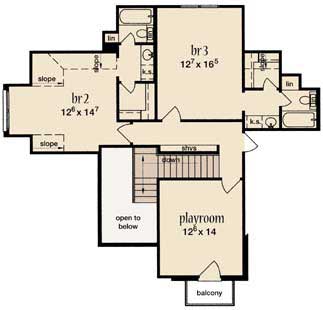 Floor Plan Second Story of Cape Cod Plan #139-1175