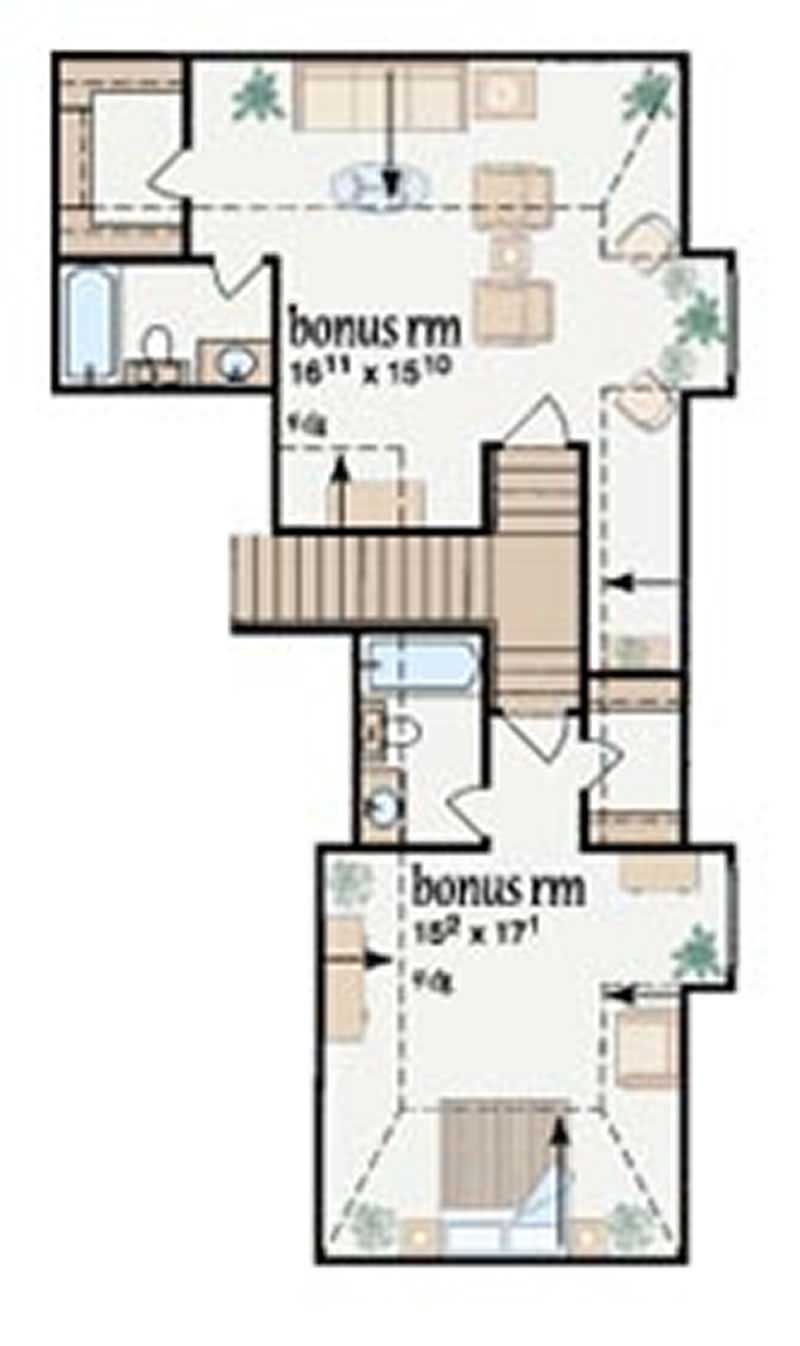 Floor Plan Second Story of European Plan #139-1176