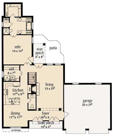 Floor Plan First Story of Cape Cod Plan #139-1182