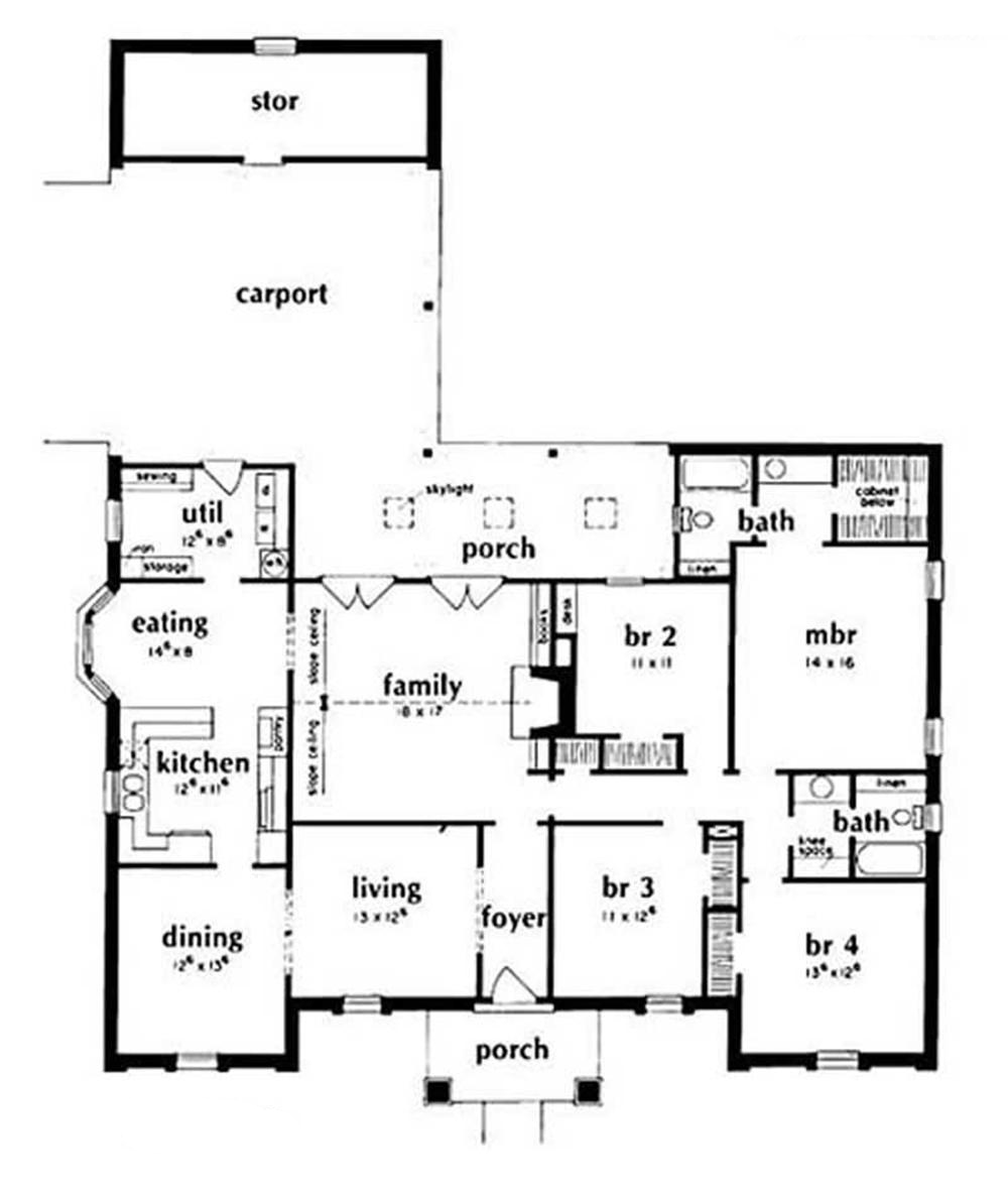 Floor Plan First Story of European Plan #139-1184