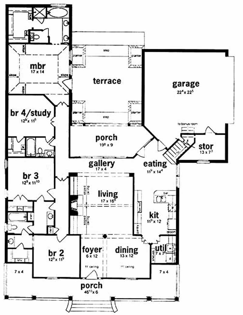 Floor Plan First Story of Colonial Plan #139-1185