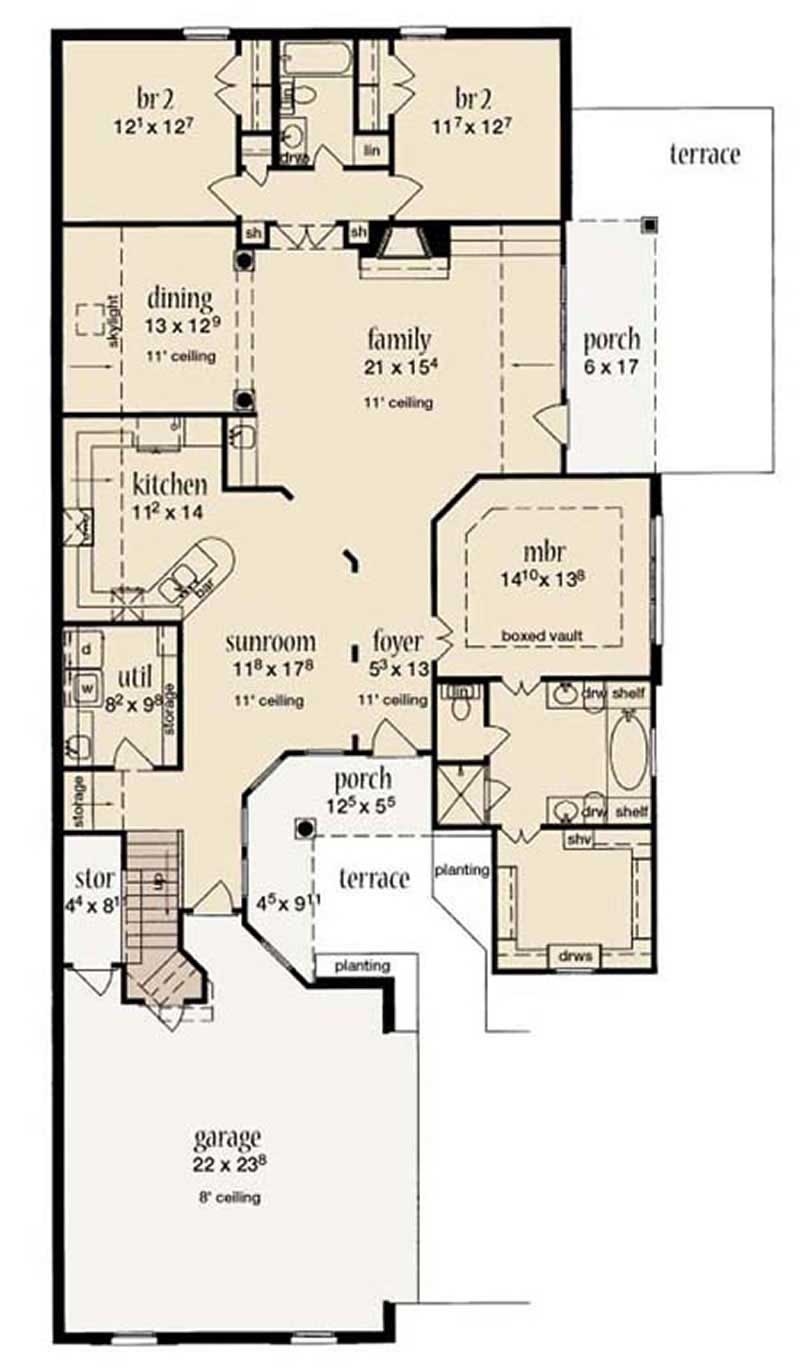 Floor Plan First Story of Plan #139-1188