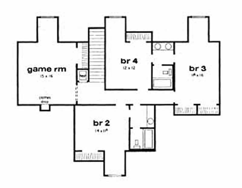 Floor Plan Second Story of Luxury Plan #139-1192