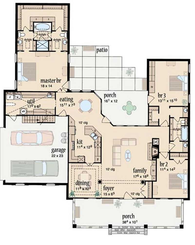Floor Plan First Story of Colonial Plan #139-1195