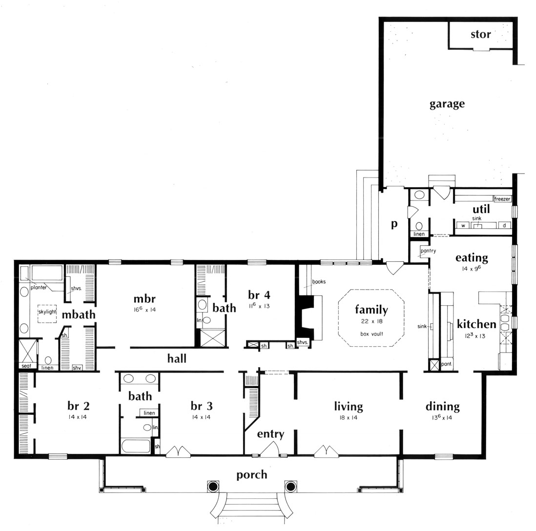 Floor Plan First Story of Colonial Plan #139-1197