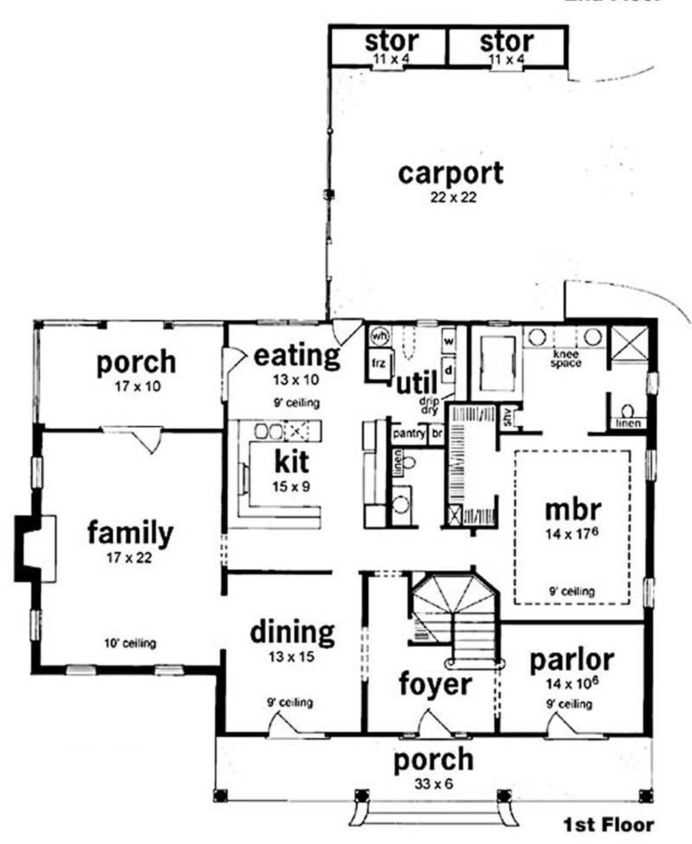 Floor Plan First Story of European Plan #139-1199