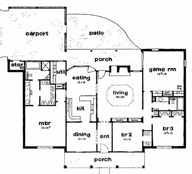 Floor Plan First Story of Colonial Plan #139-1202