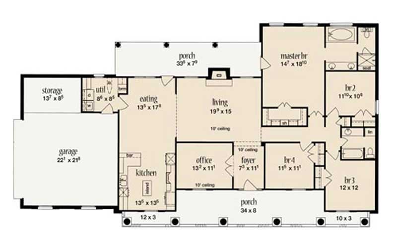 Floor Plan First Story of Plan #139-1203
