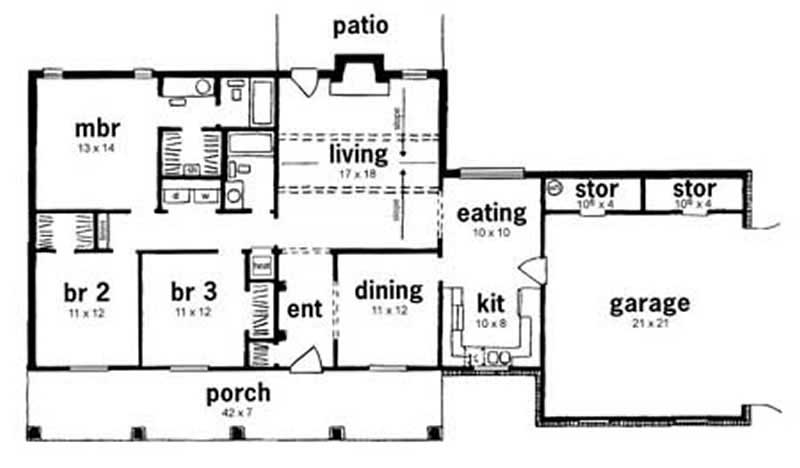 Floor Plan First Story of Country Plan #139-1205