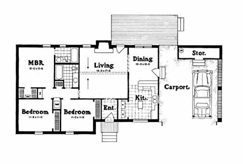 Floor Plan First Story of Ranch Plan #139-1207