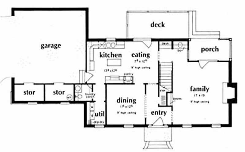 Floor Plan First Story of Colonial Plan #139-1210