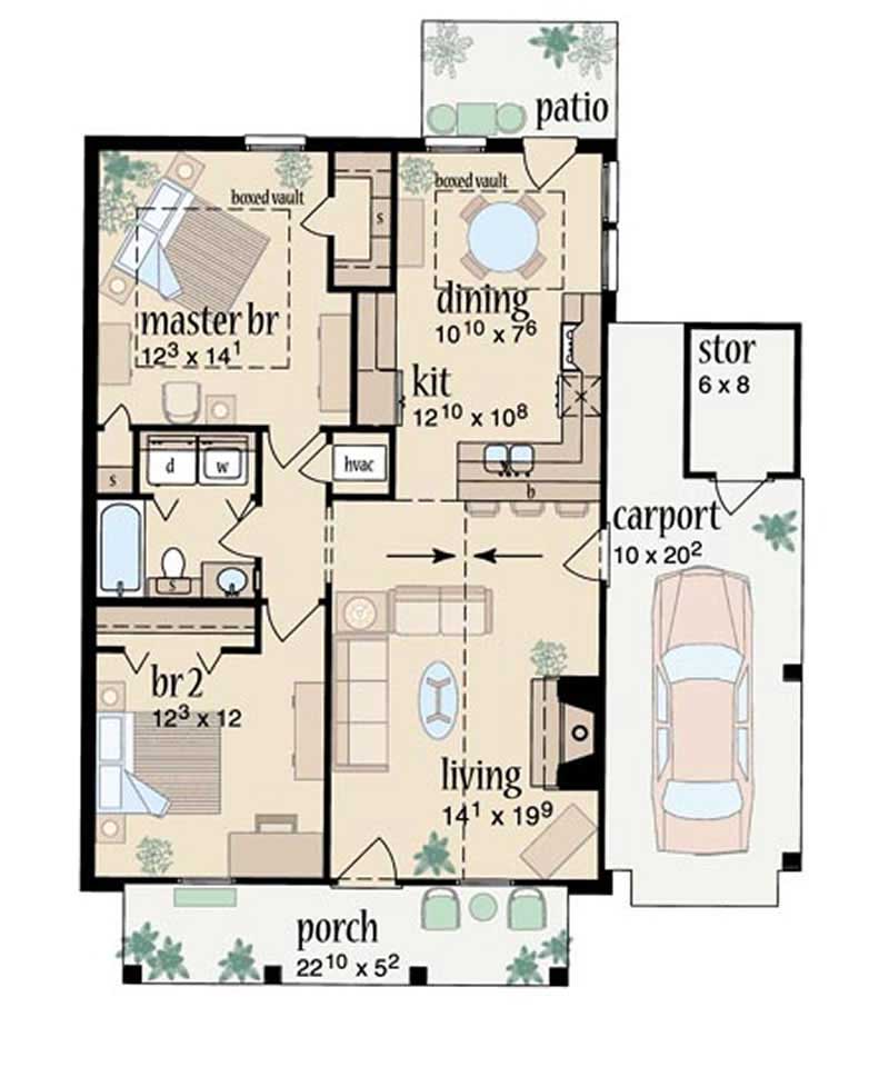 Floor Plan First Story of Small House Plans #139-1211