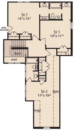 Floor Plan Second Story of Cape Cod Plan #139-1215