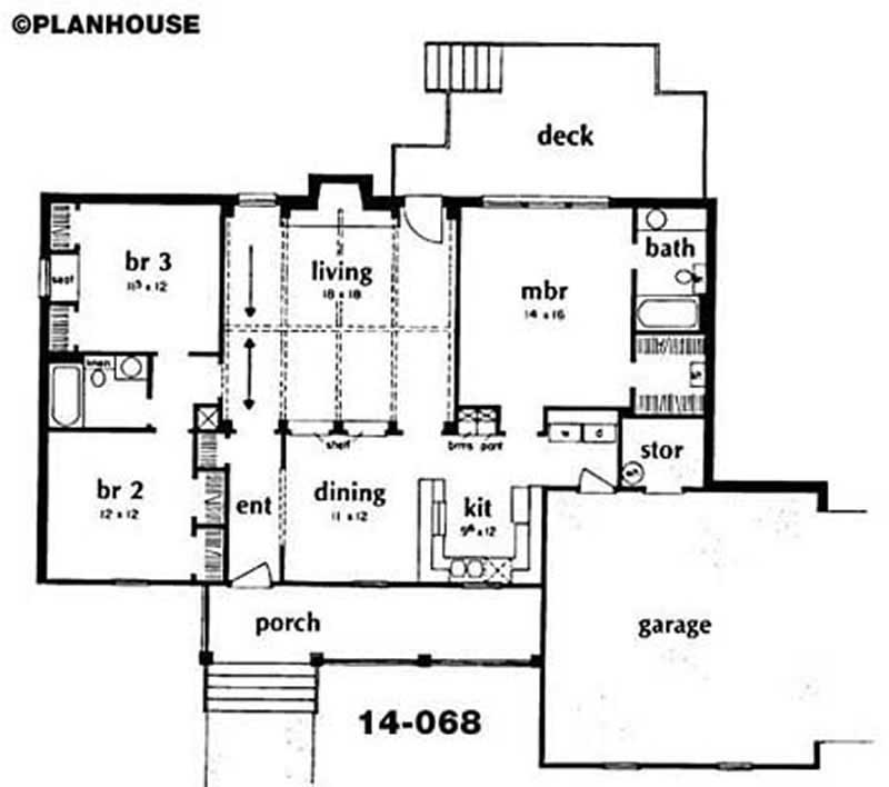 Floor Plan First Story of Country Plan #139-1218
