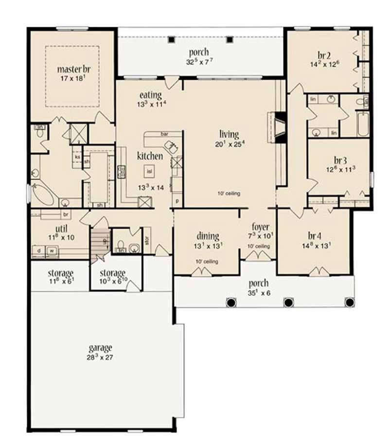 Floor Plan First Story of Plan #139-1220