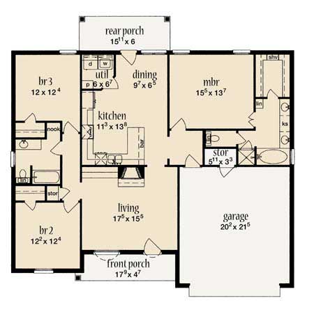 Floor Plan First Story of European Plan #139-1223