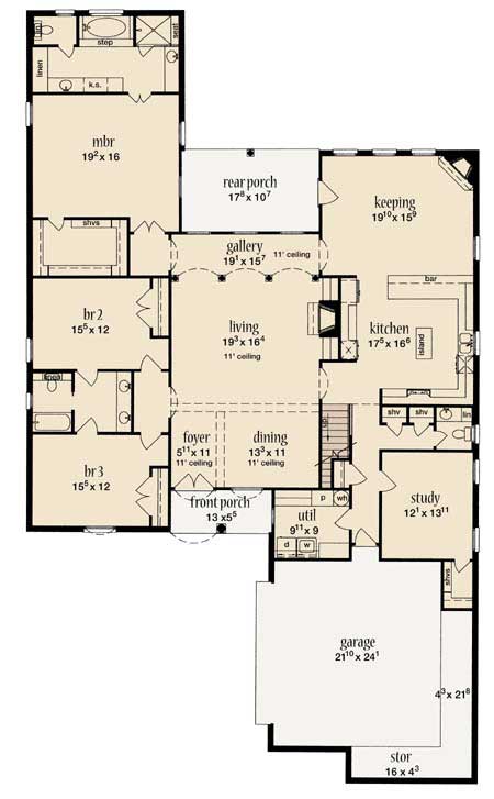 Floor Plan First Story of European Plan #139-1224