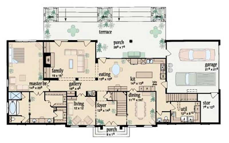 Floor Plan First Story of Colonial Plan #139-1235