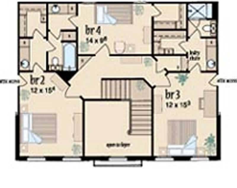Floor Plan Second Story of Colonial Plan #139-1235