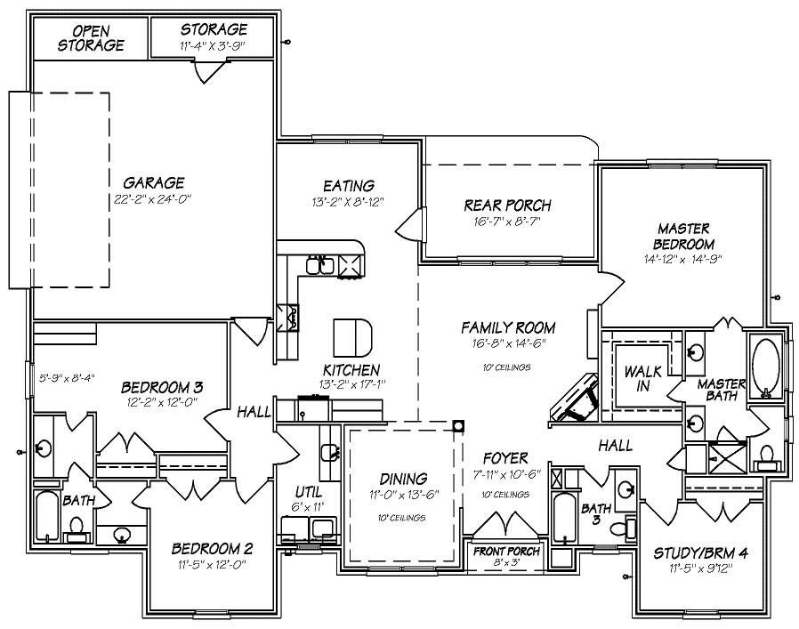 Floor Plan First Story of European Plan #140-1001