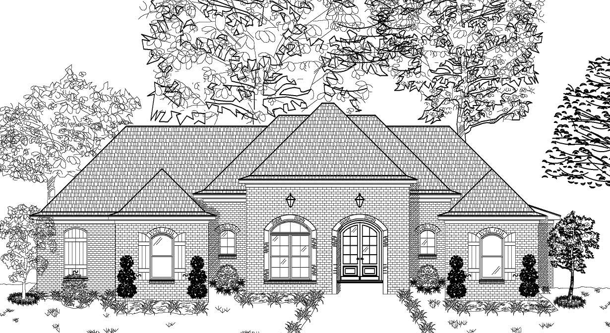 This is another mundane black and white rendering of another mundane set of European Houseplans.