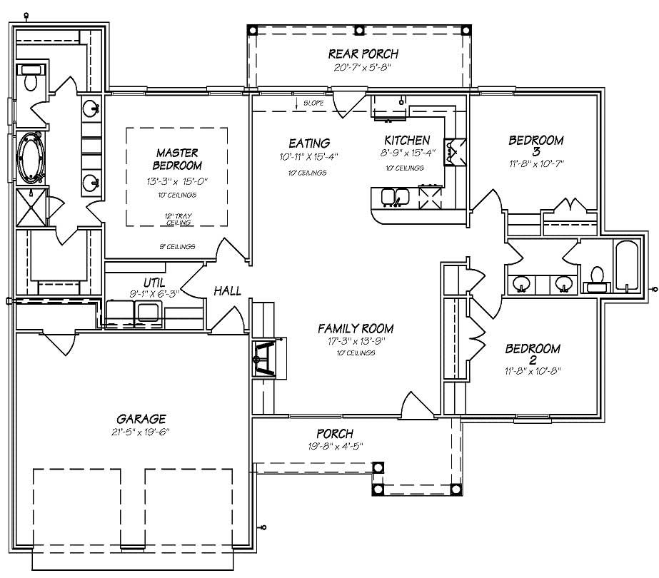 Floor Plan First Story of European Plan #140-1002