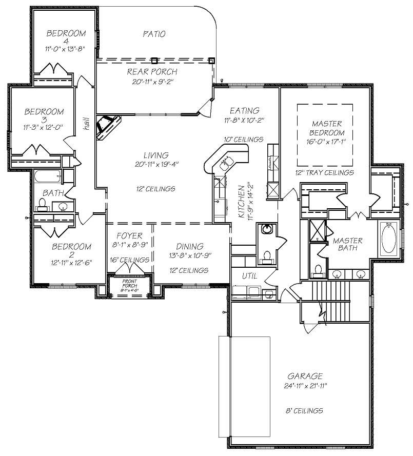 Floor Plan First Story of European Plan #140-1004