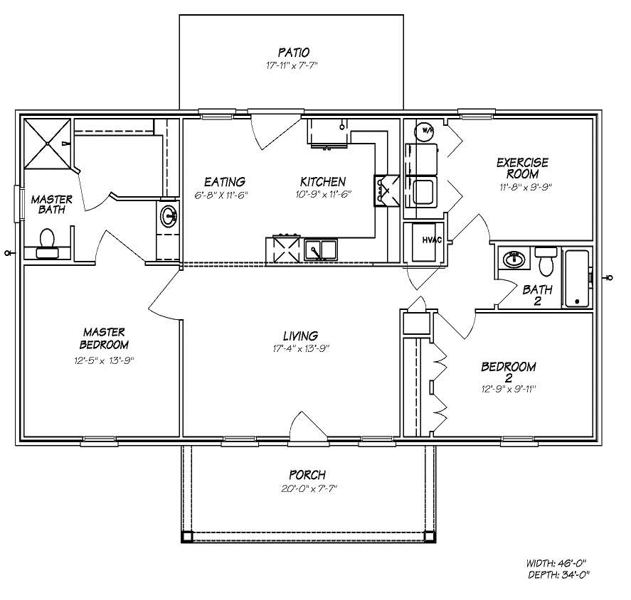 Floor Plan First Story of Country Plan #140-1005