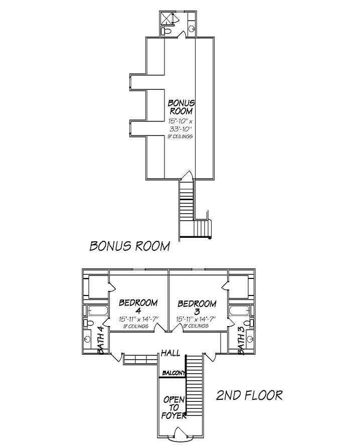 Floor Plan Second Story of Country Plan #140-1008