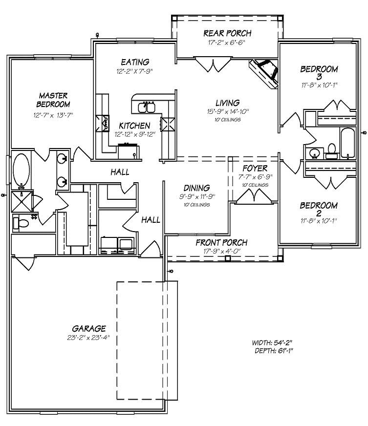 Floor Plan First Story of European Plan #140-1009